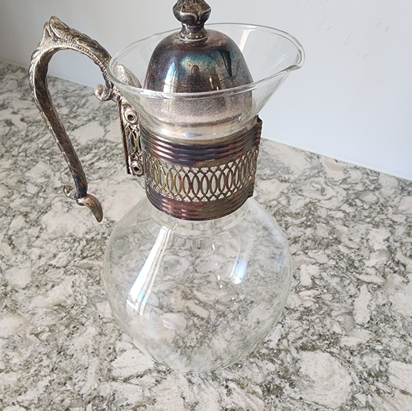 Other - Vintage Glass and Silver Pitcher